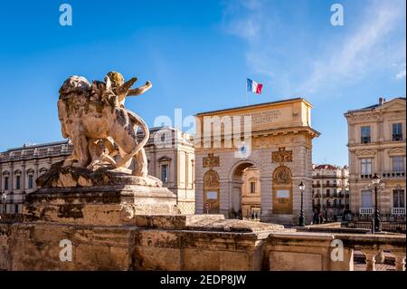 Arc de Triomphe à Montpellier à Herault, Occitanie, France Banque D'Images