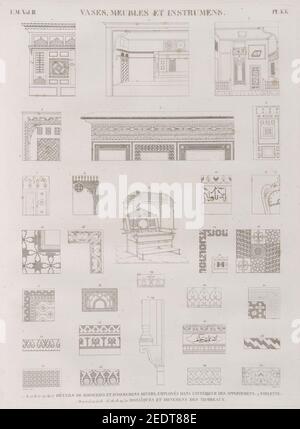 Vases, meubles et instruments. 1-6.12.16.17.24.25.27. Circuits de bateaux et d'ornemens plongeurs, employés dans l'intérieur des appartements; 9. Toilette; 7.8.20.11.13-15.18-23.25.26.28-30. Banque D'Images