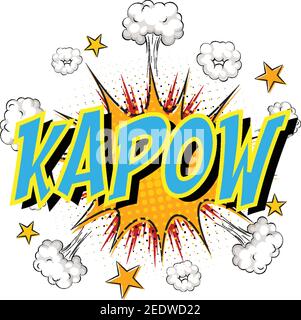 Word Kapow sur l'illustration d'arrière-plan de l'explosion du nuage comique Illustration de Vecteur