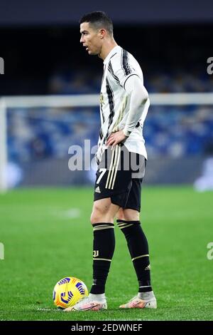 Cristiano Ronaldo de Juventus réagit pendant le championnat italien Serie Un match de football entre SSC Napoli et Juventus / LM Banque D'Images