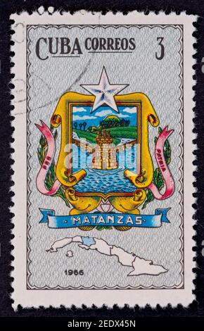 Vieux timbres postaux cubains millésimés Banque D'Images