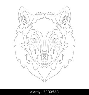 Portrait abstrait dessiné à la main d'un loup. Illustration vectorielle stylisée pour tatouage, logo, décoration murale, motif imprimé T-shirt ou extérieur. Ce dessin Illustration de Vecteur