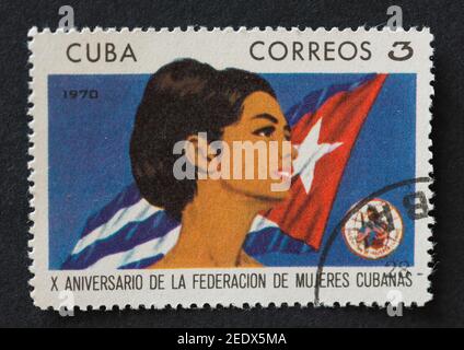 Vieux timbres postaux cubains millésimés Banque D'Images