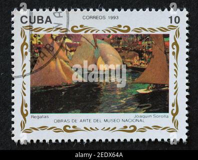 Vieux timbres postaux cubains millésimés Banque D'Images