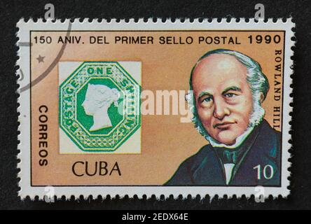 Vieux timbres postaux cubains millésimés Banque D'Images