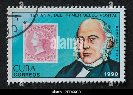 Vieux timbres postaux cubains millésimés Banque D'Images