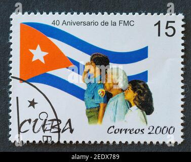 Vieux timbres postaux cubains millésimés Banque D'Images