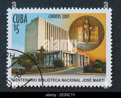 Vieux timbres postaux cubains millésimés Banque D'Images