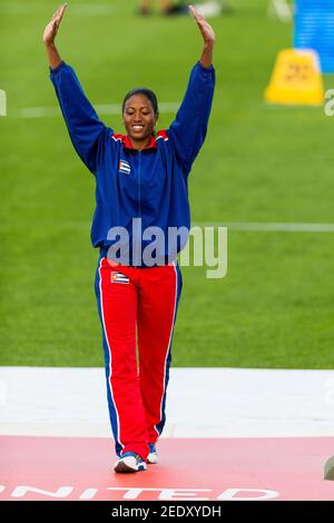 Omara Duran de Cuba remporte deux médailles d'or lors de la deuxième journée d'athlétisme aux Jeux parapanaméricains de Toronto. Elle gagne dans la Women's 100m T12 et dans les Femmes" Banque D'Images