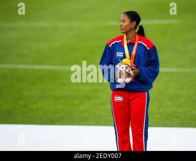 Omara Duran de Cuba remporte deux médailles d'or lors de la deuxième journée d'athlétisme aux Jeux parapanaméricains de Toronto. Elle gagne dans la Women's 100m T12 et dans les Femmes" Banque D'Images