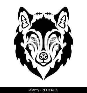 Portrait abstrait dessiné à la main d'un loup. Illustration vectorielle stylisée pour tatouage, logo, décoration murale, motif imprimé T-shirt ou extérieur. Ce dessin Illustration de Vecteur