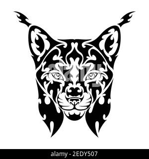 Portrait abstrait dessiné à la main d'un lynx. Illustration vectorielle stylisée pour tatouage, logo, décoration murale, motif imprimé T-shirt ou extérieur. Ce dessin Illustration de Vecteur