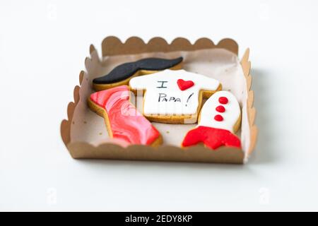 assortiment de biscuits faits main comme cadeau pour les pères jour Banque D'Images