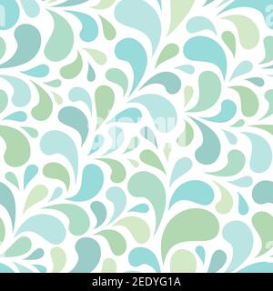 Motif abstrait sans couture avec gouttes ou pétales bleu et turquoise sur fond blanc. Fond floral vintage. Illustration vectorielle. Décoration mignonne f Illustration de Vecteur