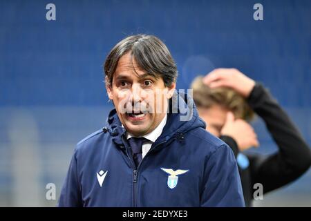 Milan, Italie. 14 février 2021. Directeur Simone Inzaghi du Latium vu dans la série UN match entre l'Inter Milan et le Latium à Giuseppe Meazza à Milan. (Crédit photo : Gonzales photo/Alamy Live News Banque D'Images