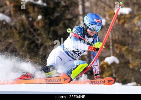 Cortina (BL, Italie. 15 février 2021. Cortina (BL), Italie, Olympia delle Tofane, 15 février 2021, SHIFFRIN Mikaela USA pendant 2021 FIS Championnat du monde ALPIN DE SKI - combiné alpin - hommes - femmes - course de ski alpin crédit: Luca Tedeschi/LPS/ZUMA Wire/Alay Live News Banque D'Images