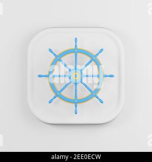 Icône bleue du volant. touche carré blanche de rendu 3d, élément interface ui ux Banque D'Images