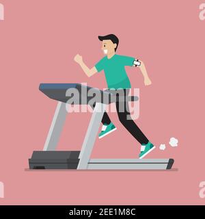 Homme courant sur un tapis roulant. Illustration vectorielle Illustration de Vecteur