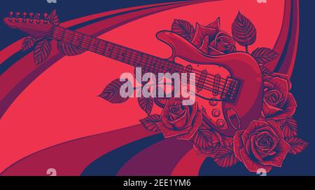 Illustration Guitare abstraite avec rose. Art vectoriel Illustration de Vecteur