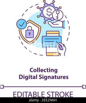 Icône de concept de collecte de signatures numériques Illustration de Vecteur