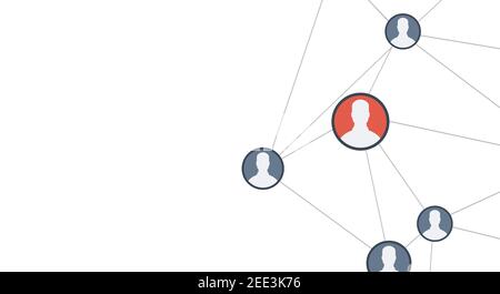 Schéma de réseau social abstrait, qui contient des icônes de personnes connectées les unes aux autres. Illustration de Vecteur