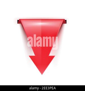 Pointeur 3D brillant rouge réaliste sur fond blanc avec ombre Illustration de Vecteur