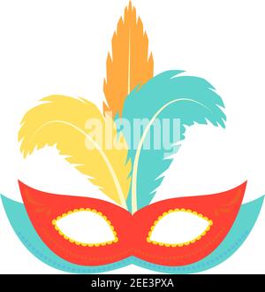 Carnaval célébrant le masque multicolore. Couleurs vives arc-en-ciel vecteur carnaval décoratif masque et texte. Éléments de décoration en vitraux Illustration de Vecteur