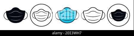 Ensemble d'icônes de masque médical. Icône vectorielle isolée sur blanc Illustration de Vecteur