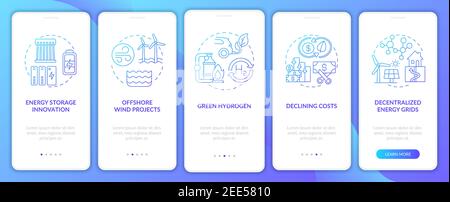 Projets éoliens offshore intégration de l'écran de la page d'application mobile avec des concepts Illustration de Vecteur