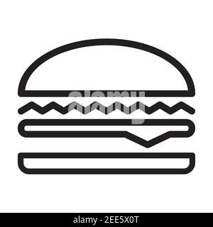 Icône de la ligne plate du hamburger, style de l'icône de la ligne plate du fast-food. Illustration de Vecteur