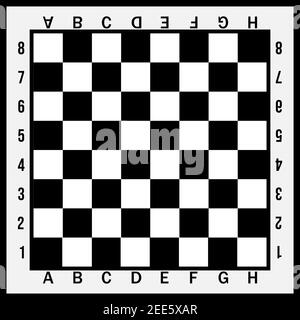 Jeu d'échecs noir et blanc vide avec des chiffres et des lettres. Style plat. Vecteur Illustration de Vecteur