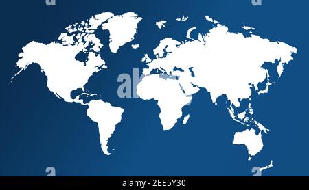 Carte du monde isolée sur blanc. Carte bleue du monde. Vecteur Illustration de Vecteur