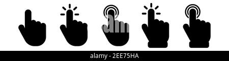 Icônes des curseurs vectoriels de la main cliquez sur définir Illustration de Vecteur