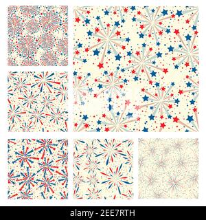 Ensemble de motifs sans coutures pour feux d'artifice Illustration de Vecteur