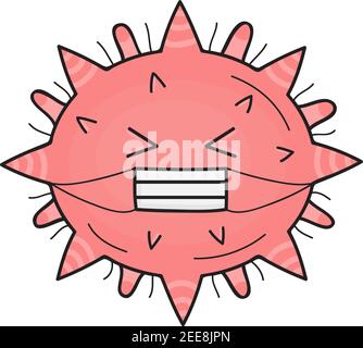 Illustration du vecteur de l'organisme de virus mignon. Infection de la maladie dessinée à la main bactérie entourée de caractère rose. Isolé. Illustration de Vecteur