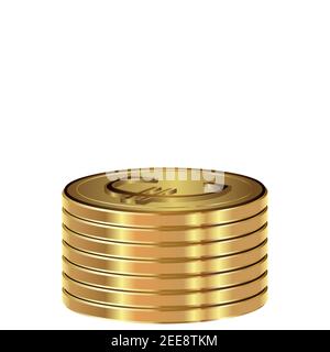 Pile de pièces d'or en euros. Illustration vectorielle sur fond blanc. Illustration de Vecteur