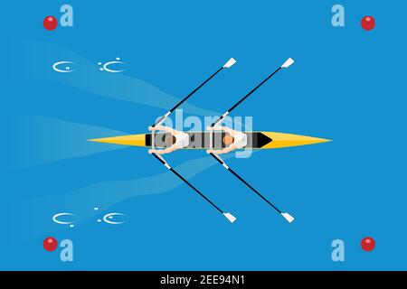 Double équipe de barques à la mouche à la compétition Illustration de Vecteur