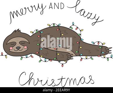 Illustration vectorielle de Noël joyeux et paresseux Illustration de Vecteur