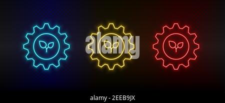 Réglage de l'icône néon, ECO, plantes. Ensemble d'icônes vectorielles de néon rouge, bleu et jaune Illustration de Vecteur
