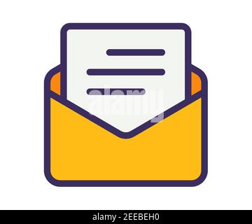 envoyer par e-mail une seule icône isolée de lettre d'enveloppe avec style de ligne pleine illustration de la conception vectorielle Banque D'Images