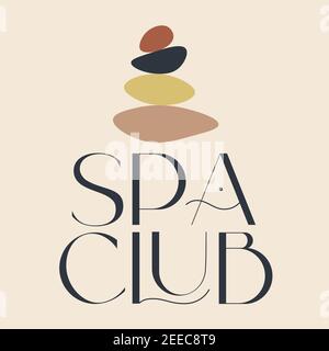 Logo du club de spa. Citations de mode et de beauté. Illustration vectorielle. Typographie pour les bannières, affiches ou vêtements. Illustration de Vecteur