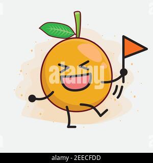 Illustration vectorielle du personnage de Mangosteen africain avec un visage mignon, des mains simples et un dessin de ligne de jambe sur un arrière-plan isolé. Style plat de dessin animé. Illustration de Vecteur