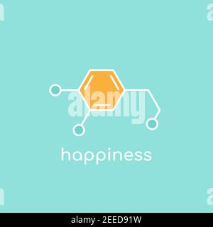 Structure moléculaire de la dopamine. Molécule de neurotransmetteur. Concept amusant de bonheur. Formule chimique du squelette. Hormone du bonheur et de la joie. Ligne vectorielle Illustration de Vecteur