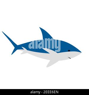 Poisson de mer, animal sauvage. Requins de dessins animés isolés sur fond blanc. Illustration vectorielle colorée. Personnage adorable pour cartes, papier peint, textile Illustration de Vecteur