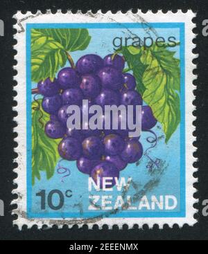 NOUVELLE-ZÉLANDE - VERS 1983: Timbre imprimé par la Nouvelle-Zélande, montre le bouquet de raisins, vers 1983 Banque D'Images