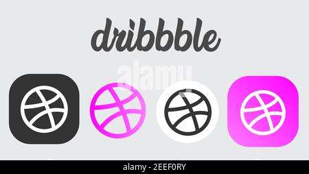 Dribbble Flat icône Design site Web Dribbble bouton des médias sociaux logos Illustration de Vecteur