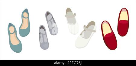 Chaussures isolées. Illustration des chaussures tendance. Sandales pour enfants Illustration de Vecteur