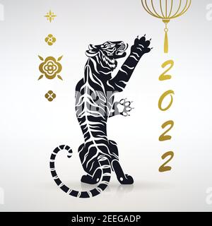 symbole du tigre de l'année sur fond clair Illustration de Vecteur