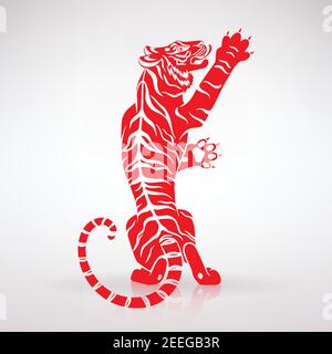 tigre rouge stylisé sur fond clair Illustration de Vecteur