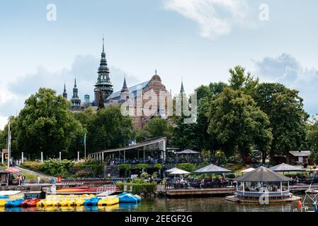 Stockholm, Suède - 9 août 2019 : Musée Nordiska et restaurant flottant Banque D'Images